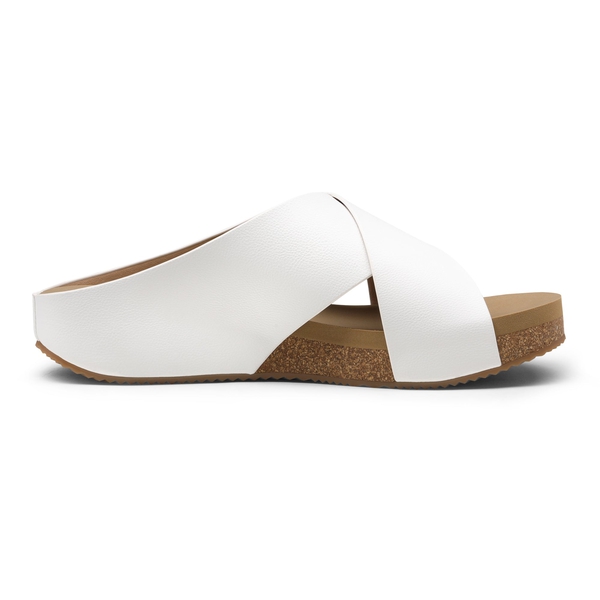 Platform Criss-Cross Flat Sandals - WHITE PU - 2